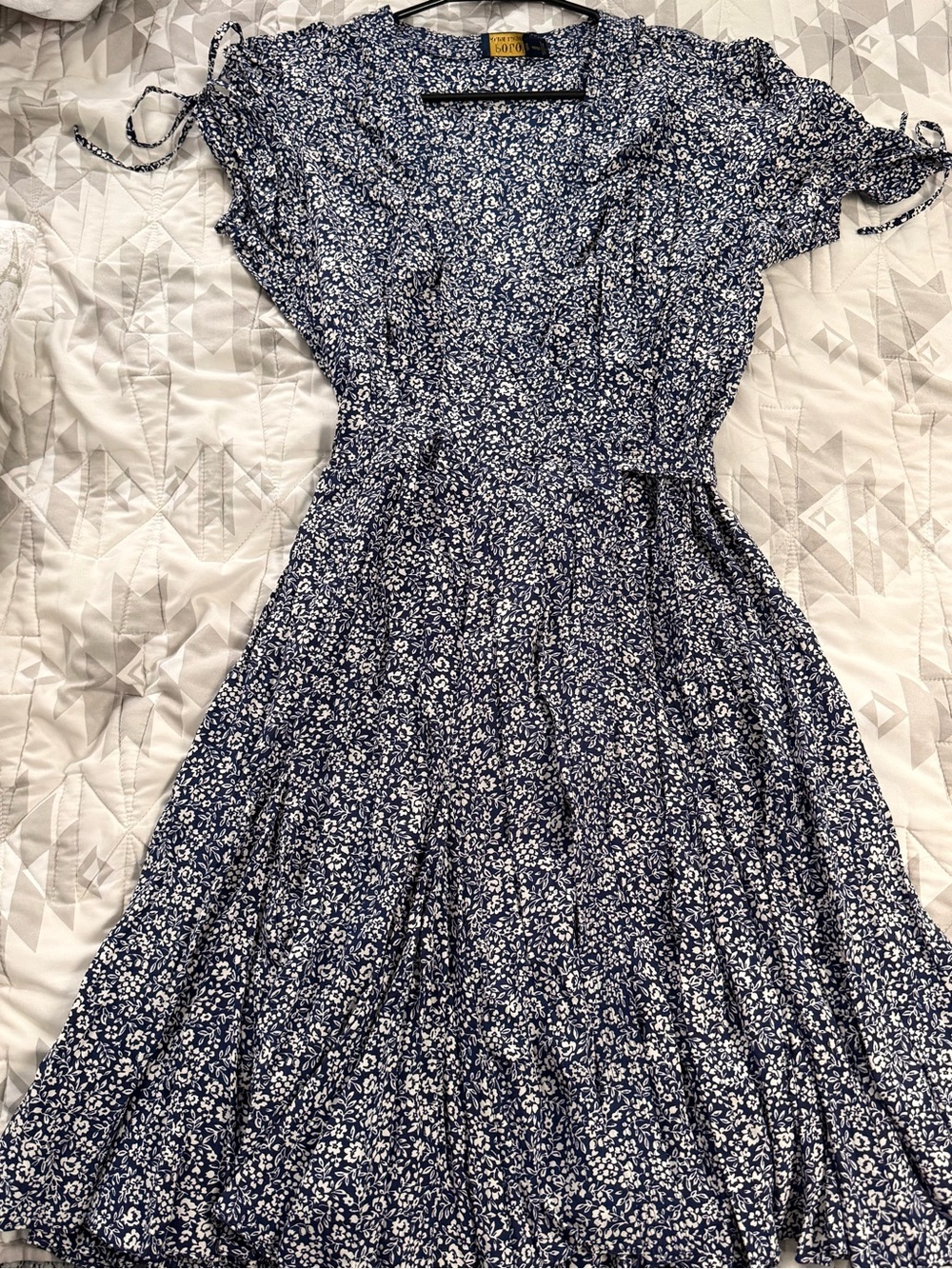Ralph Lauren Navy and White Floral Midi Dress